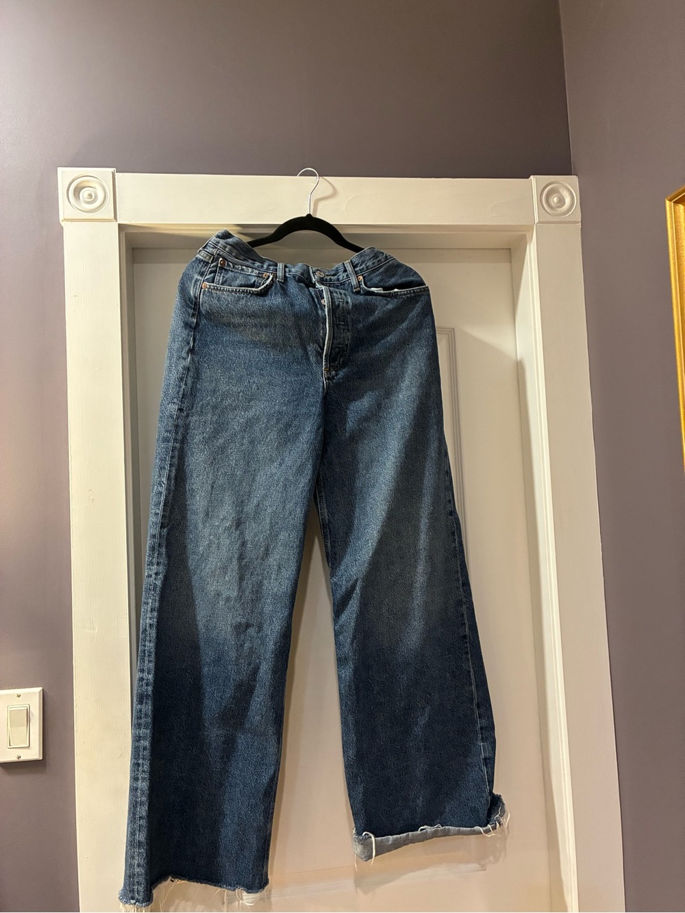 Agolde Relaxed Wide-Leg Denim Jeans in Mid Blue